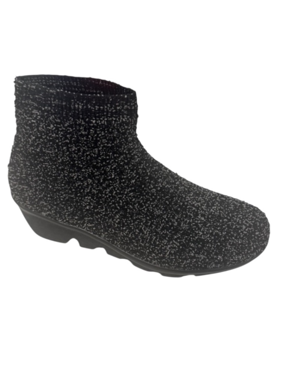 Bernie Mev Camryn Black Smoke Chenille Wedge Bootie Women’s Comfort Ankle | NWB